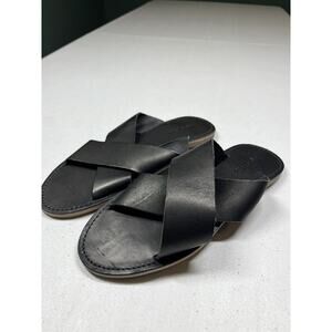 Madewell Leather Crisscross Black Leather Minimalist Casual Sandal Size 8